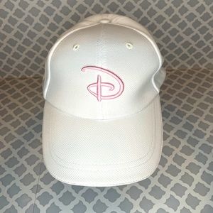 Disney Parks Exclusive Big D Pink Logo White Baseball Cap Hat Adult Adjustable